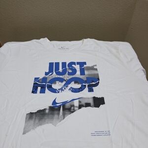 Nike White and Blue 'Just Hoop' T-Shirt